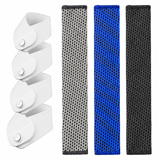 MetroBand Cool-Fit Sleeve collection featuring Space Silver, Sapphire Blue, and Phantom Black with adjustable magnetic Back Bands for breathable comfort and secure everyday wear.