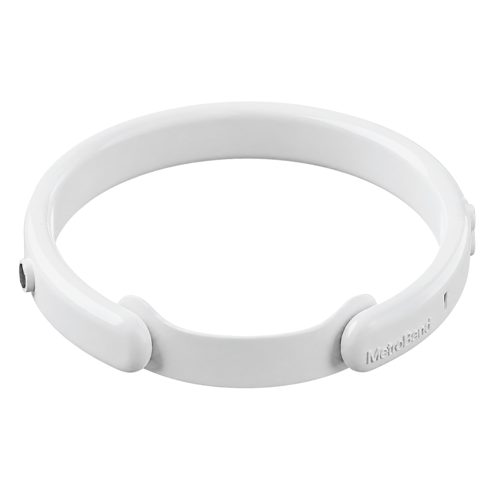 Back top view of the MetroBand wearable haptic headband featuring a lightweight curved design and adjustable magnetic fit system.