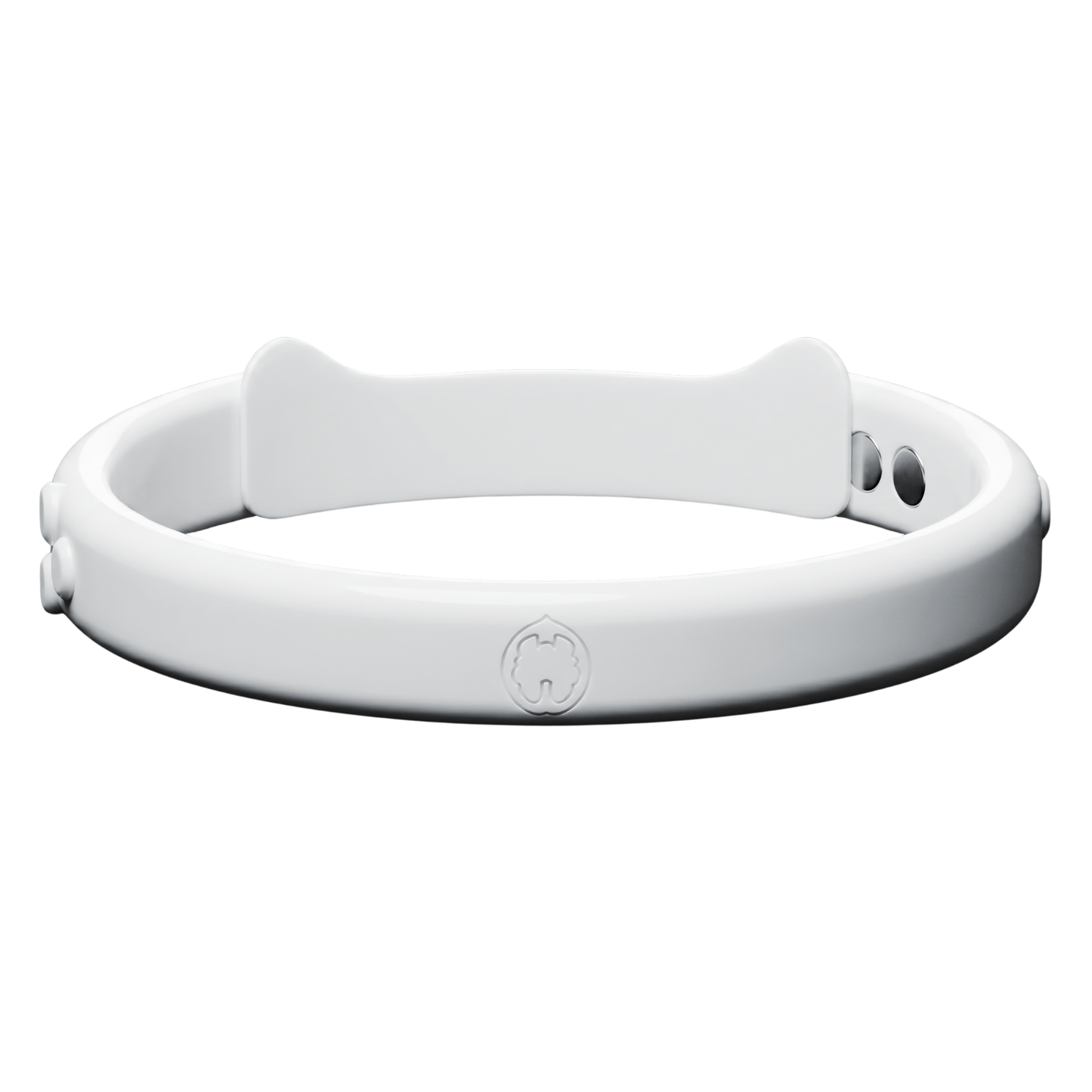 Front view of the MetroBand wearable haptic headband featuring the Walnut logo and adjustable magnetic fit system.