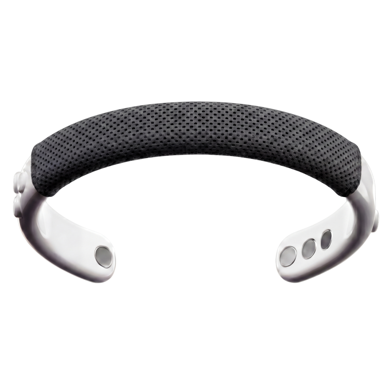MetroBand wearable haptic headband with the Phantom Black Cool-Fit Sleeve attached for breathable comfort, secure fit, and silent rhythm guidance.